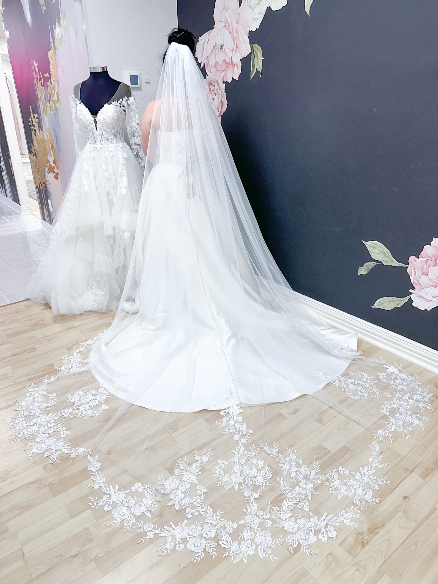 Lace and Sequins Veil White Ivory Wedding Veil Bridal Veil Cathedral Royal