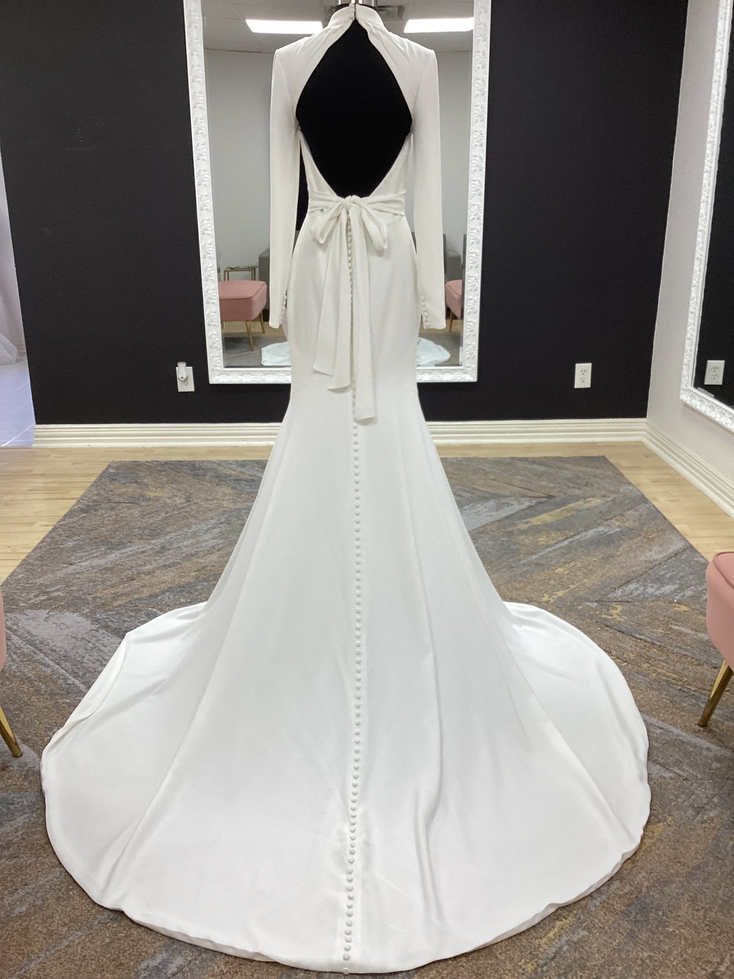 Crepe Fitted Long Sleeve Wedding Dress
