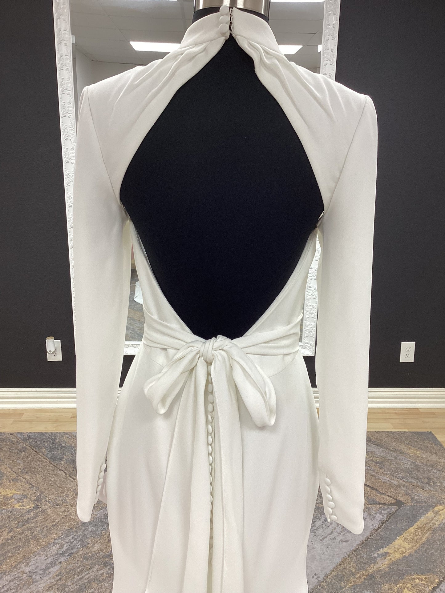Crepe Fitted Long Sleeve Wedding Dress
