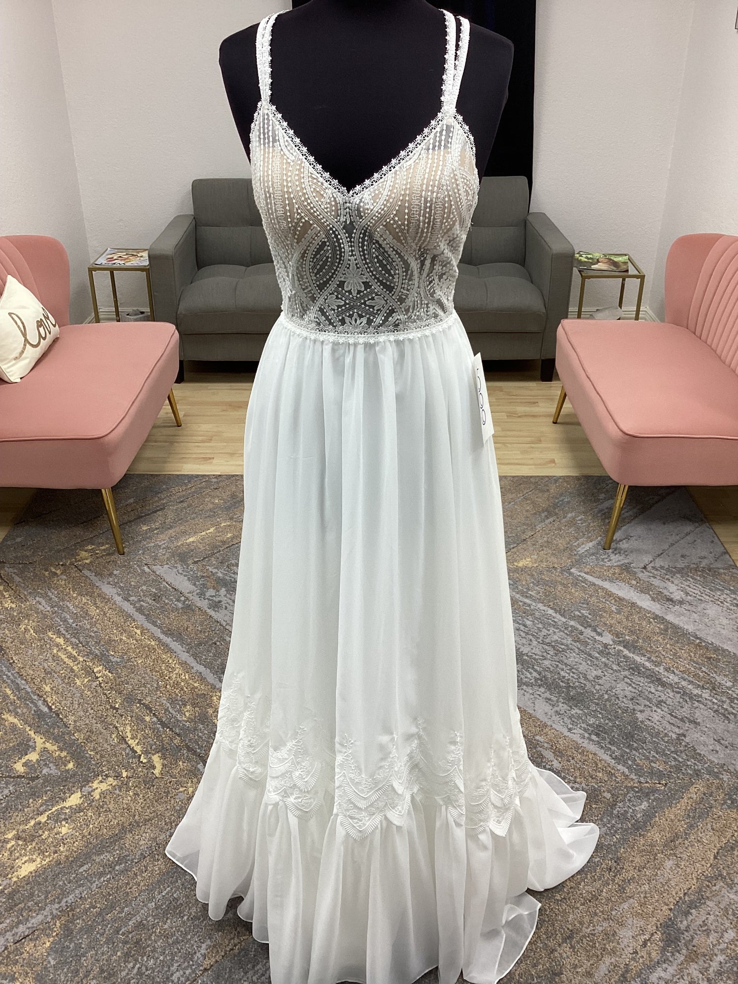 Western Lace and Chiffon skirt A-Line Wedding Dress Western Lace and Chiffon skirt A-Line Wedding Dress