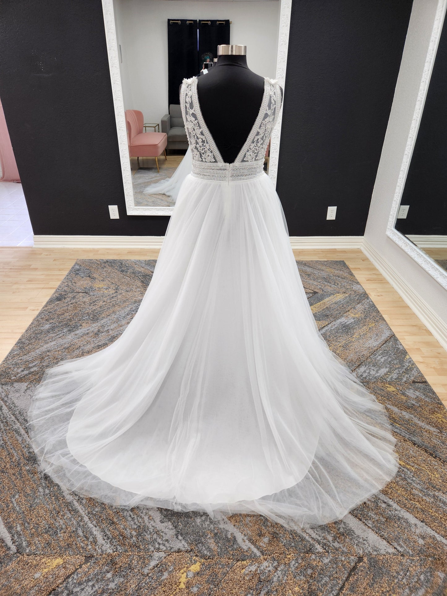 Beaded Lace Bodice A-line Wedding Dress