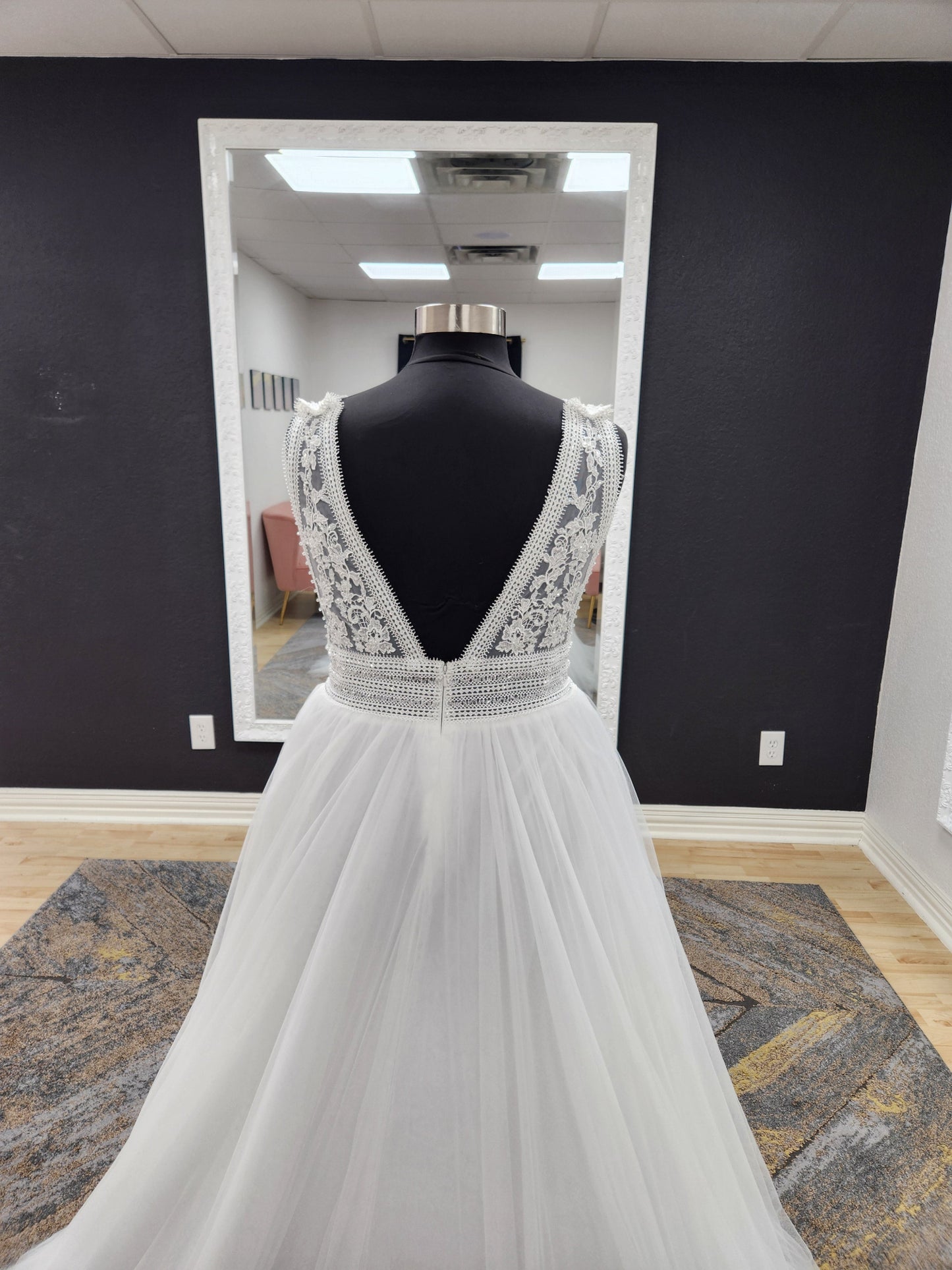 Beaded Lace Bodice A-line Wedding Dress