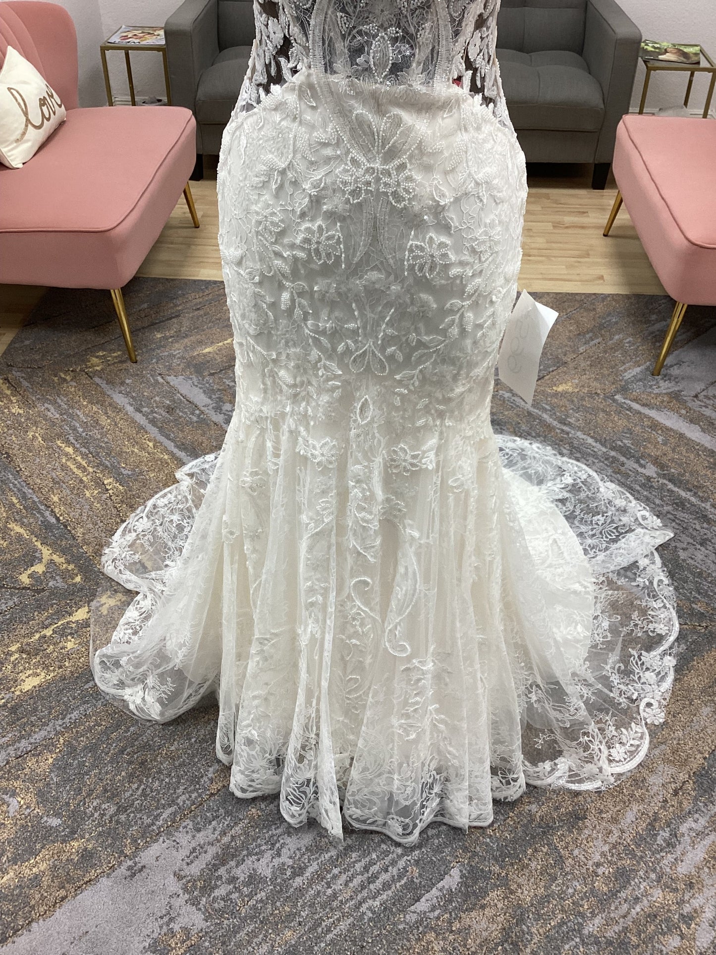 Beaded Lace Off the Shoulder Fit and Flare Wedding Dress