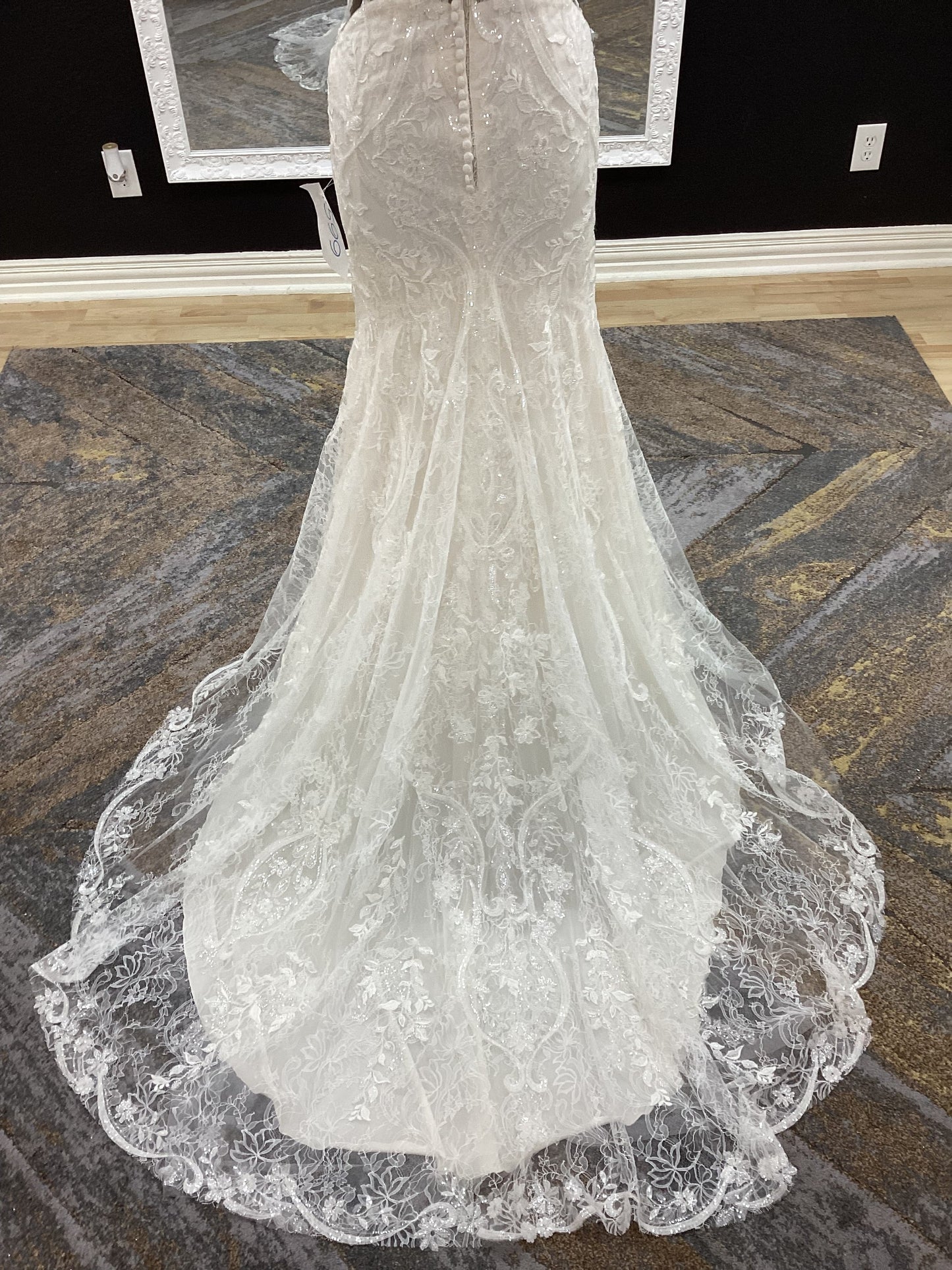 Beaded Lace Off the Shoulder Fit and Flare Wedding Dress