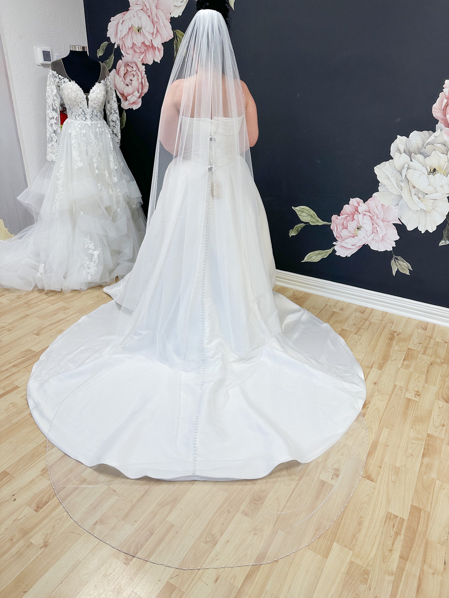 Beaded Edge Veil Cathedral Long Wedding Veil Bridal Veil White Ivory - Available in Multiple Lengths