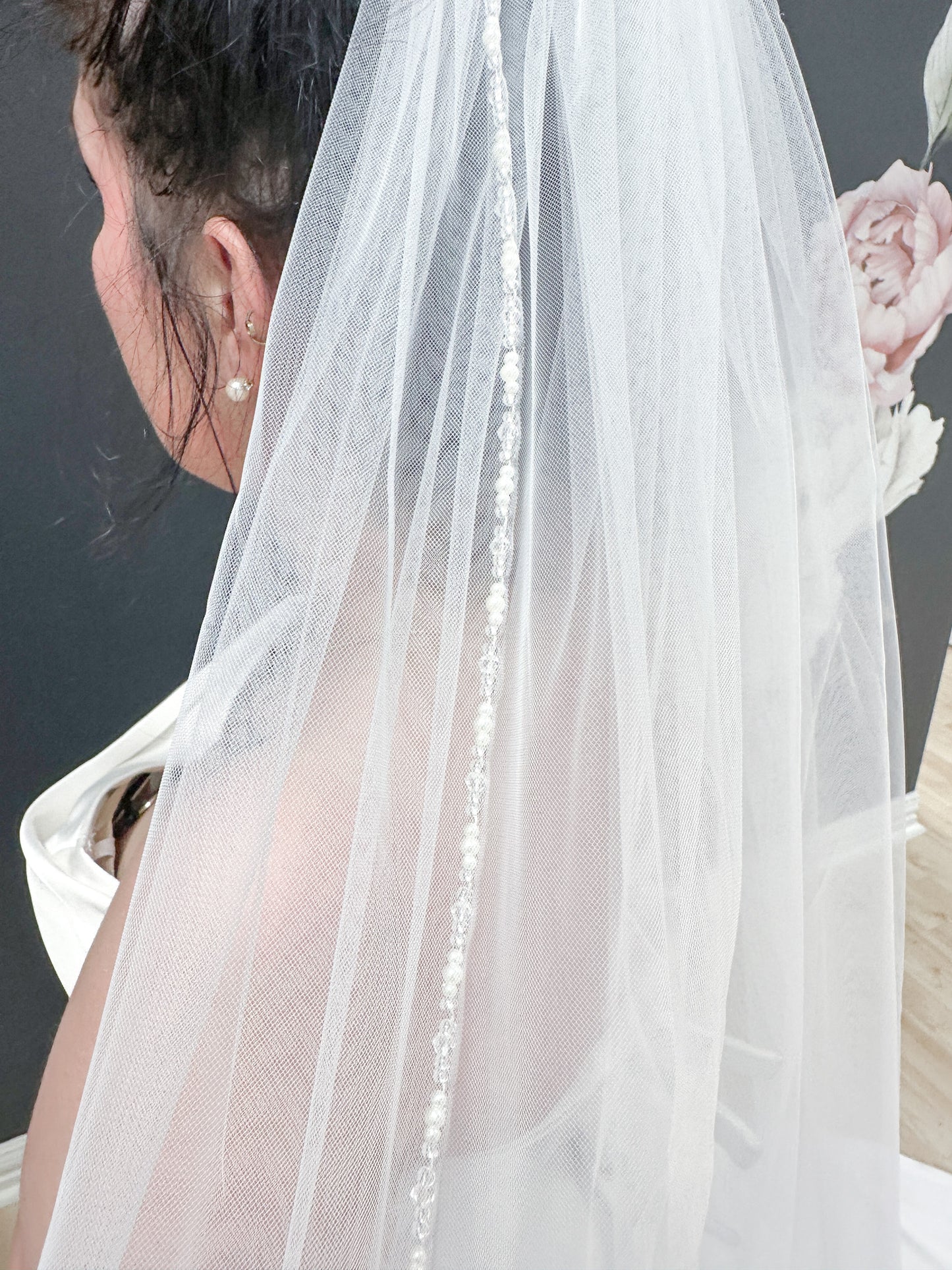 Beaded Edge Veil Cathedral Long Wedding Veil Bridal Veil White Ivory - Available in Multiple Lengths