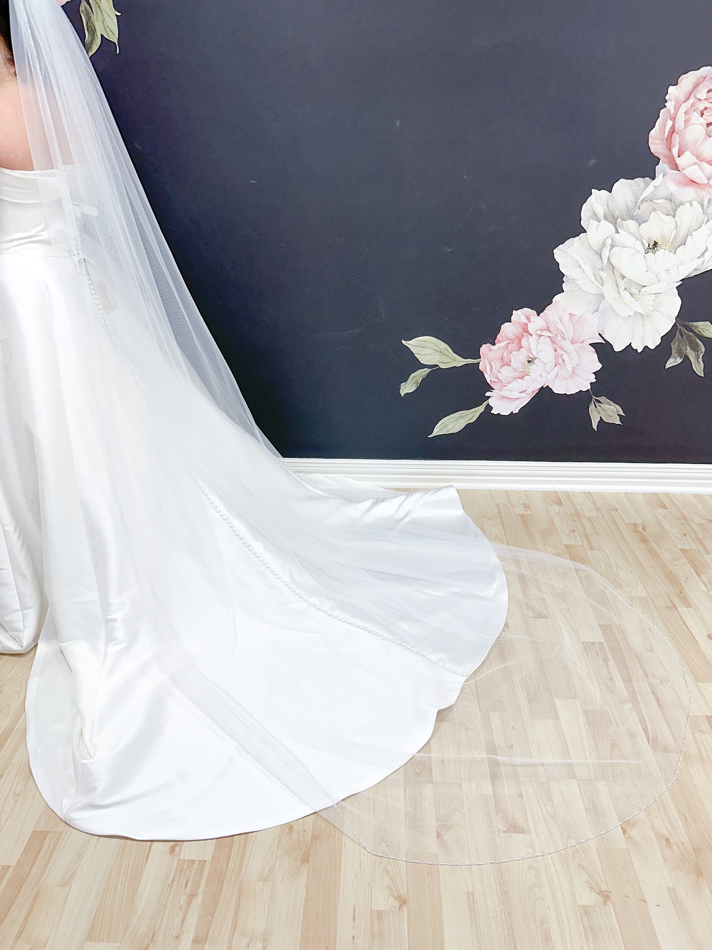 Beaded Edge Veil Cathedral Long Wedding Veil Bridal Veil White Ivory - Available in Multiple Lengths
