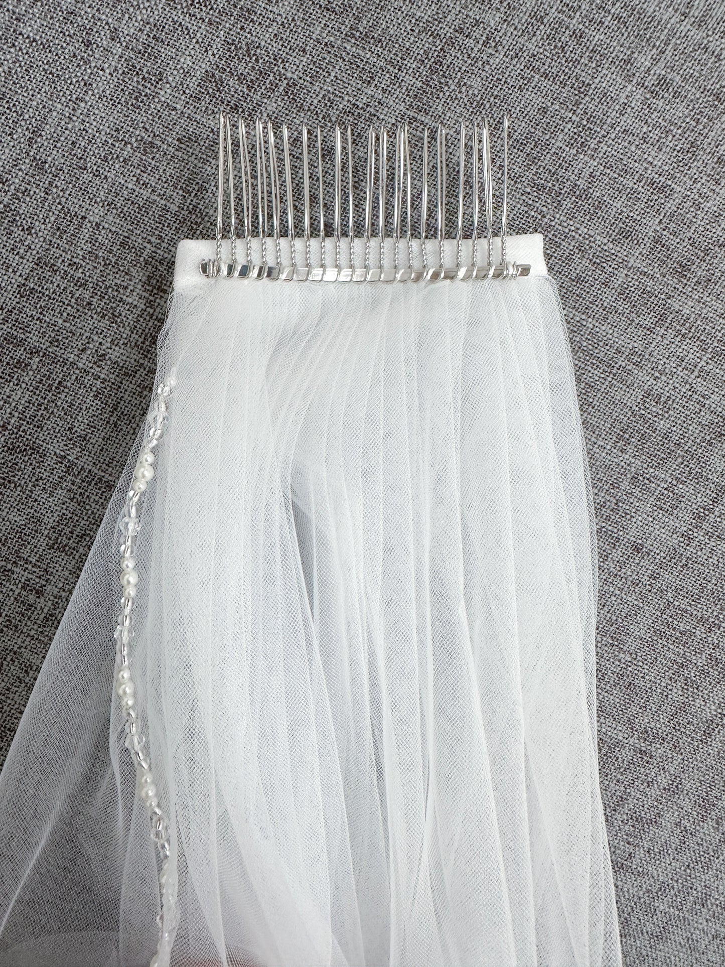 Beaded Edge Veil Cathedral Long Wedding Veil Bridal Veil White Ivory - Available in Multiple Lengths
