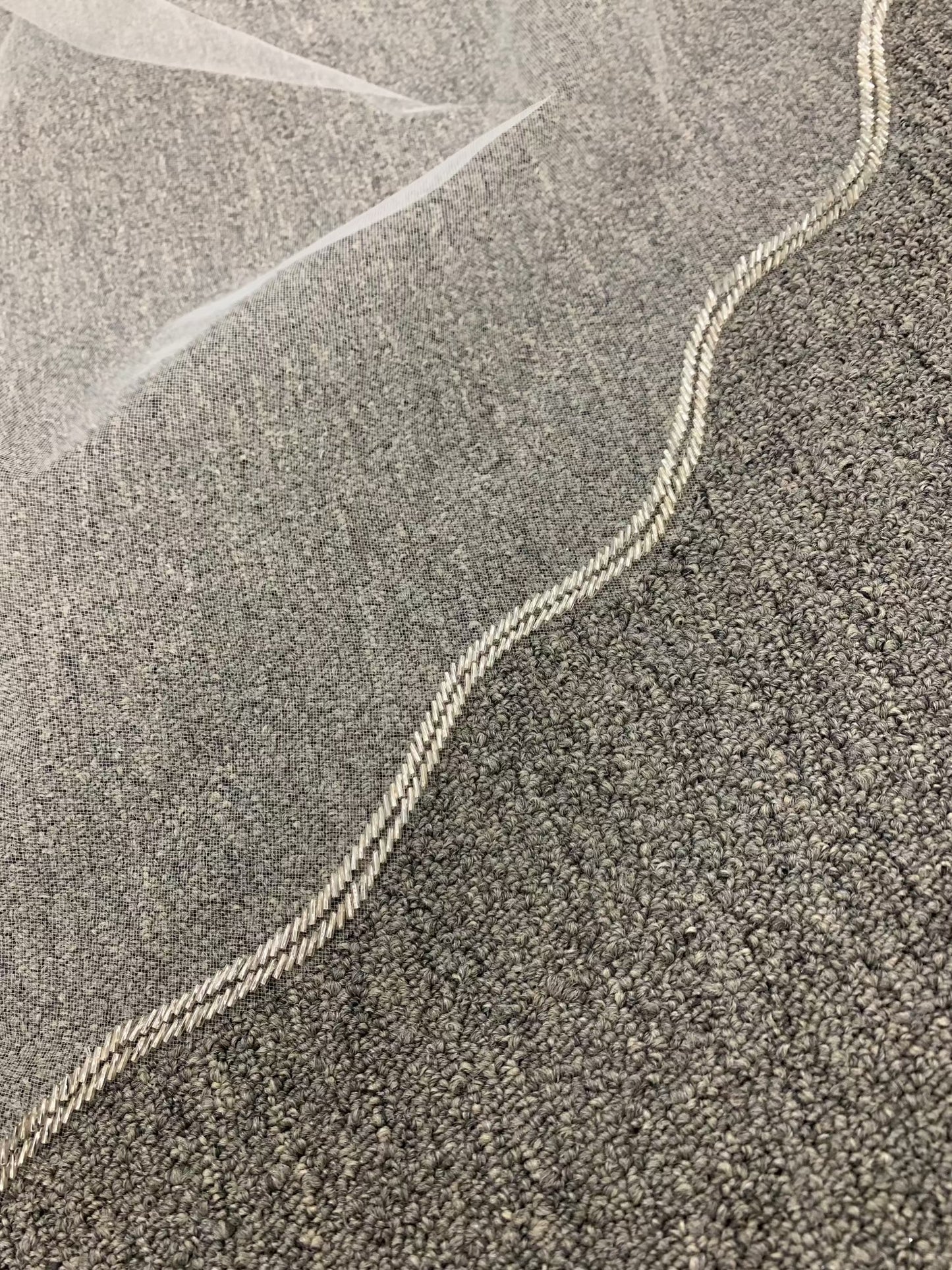 Silver Beaded Edge Short Wedding Veil