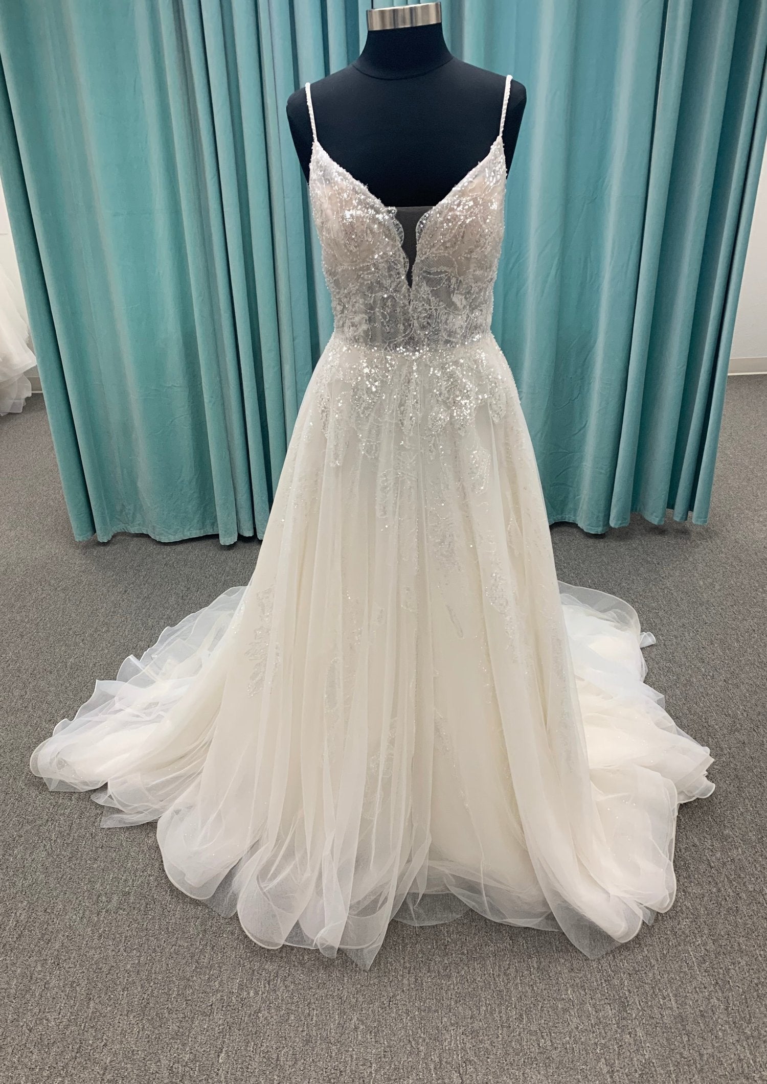 Sequined Lace Aline  Wedding Dress