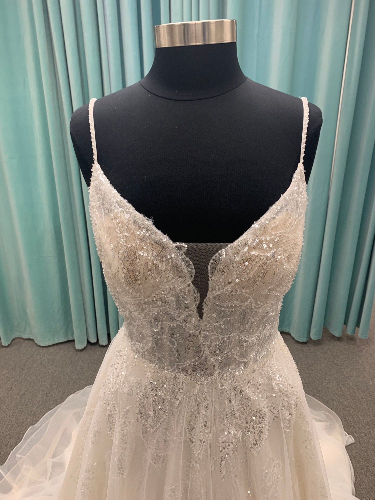 Sequined Lace Aline  Wedding Dress