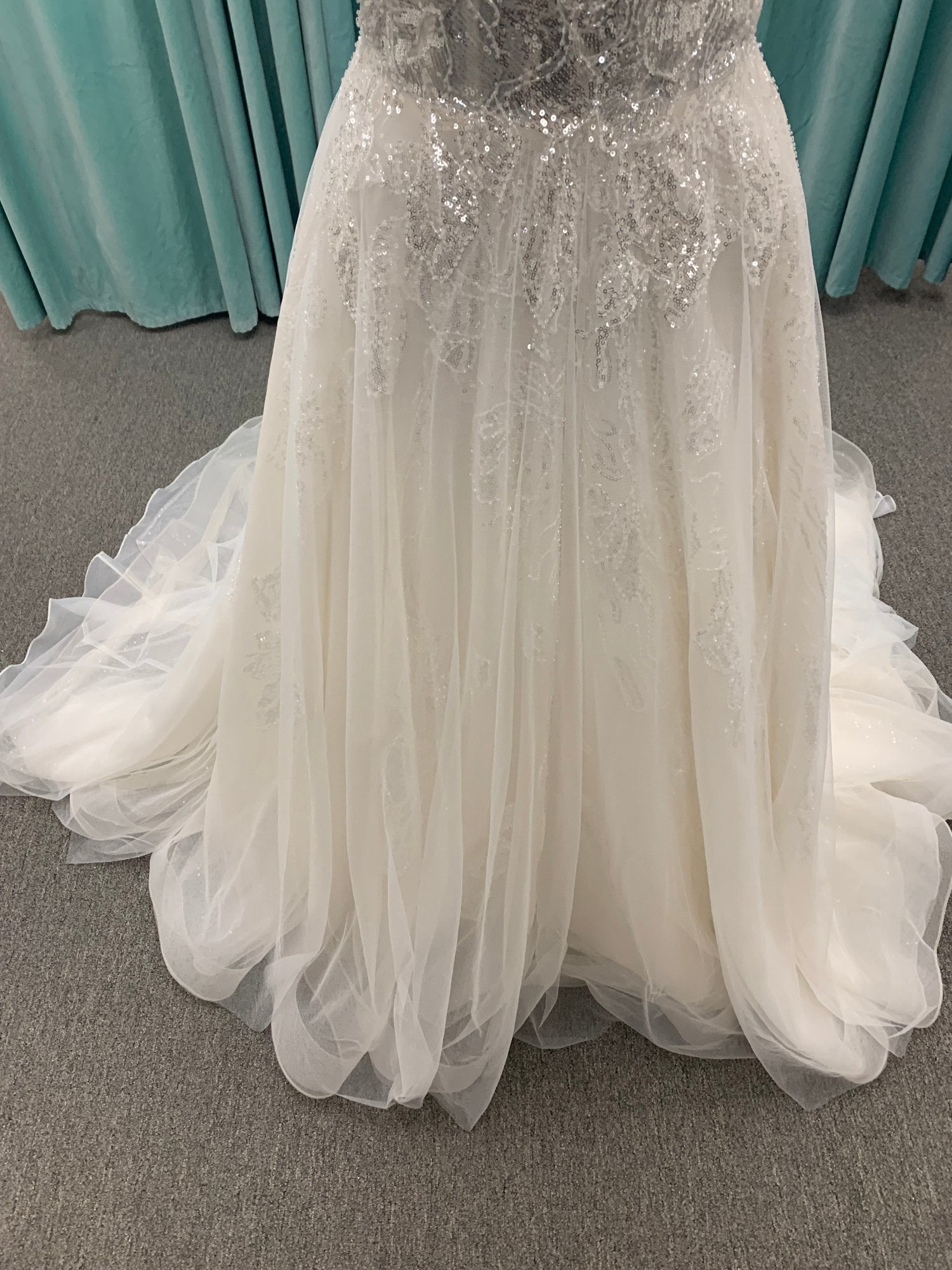 Sequined Lace Aline  Wedding Dress
