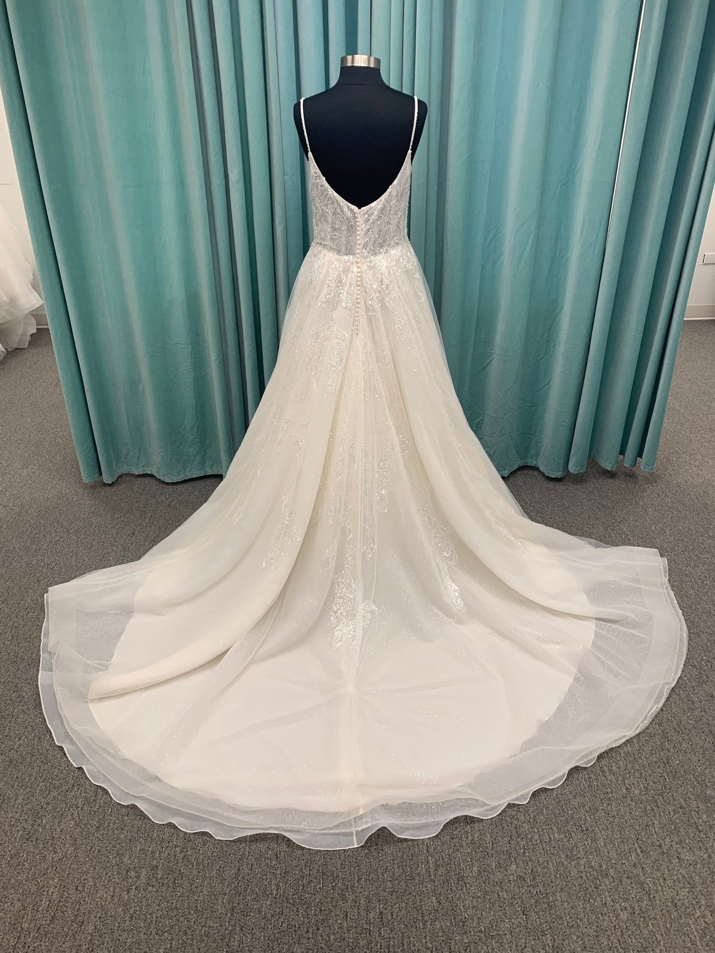 Sequined Lace Aline Wedding Dress