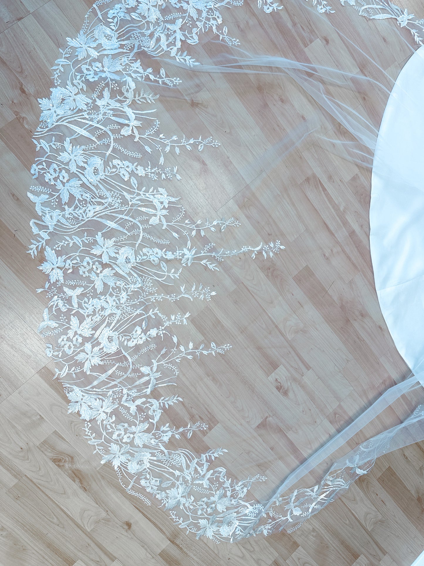 Lace and Sequins Wildflower Veil White Ivory Wedding Veil Bridal Veil
