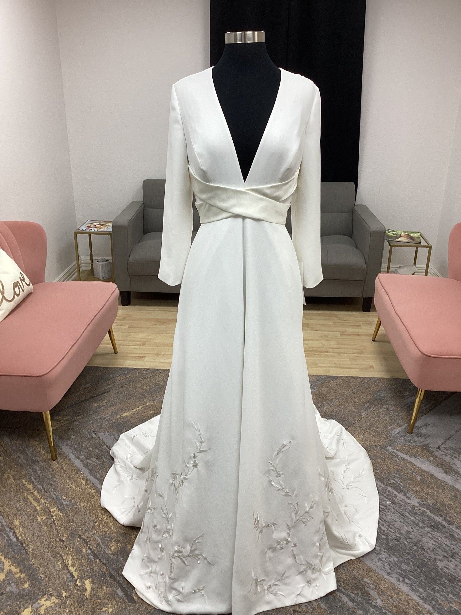 Long sleeve crepe with lace accents Wedding Dress Long sleeve crepe with lace accents Wedding Dress