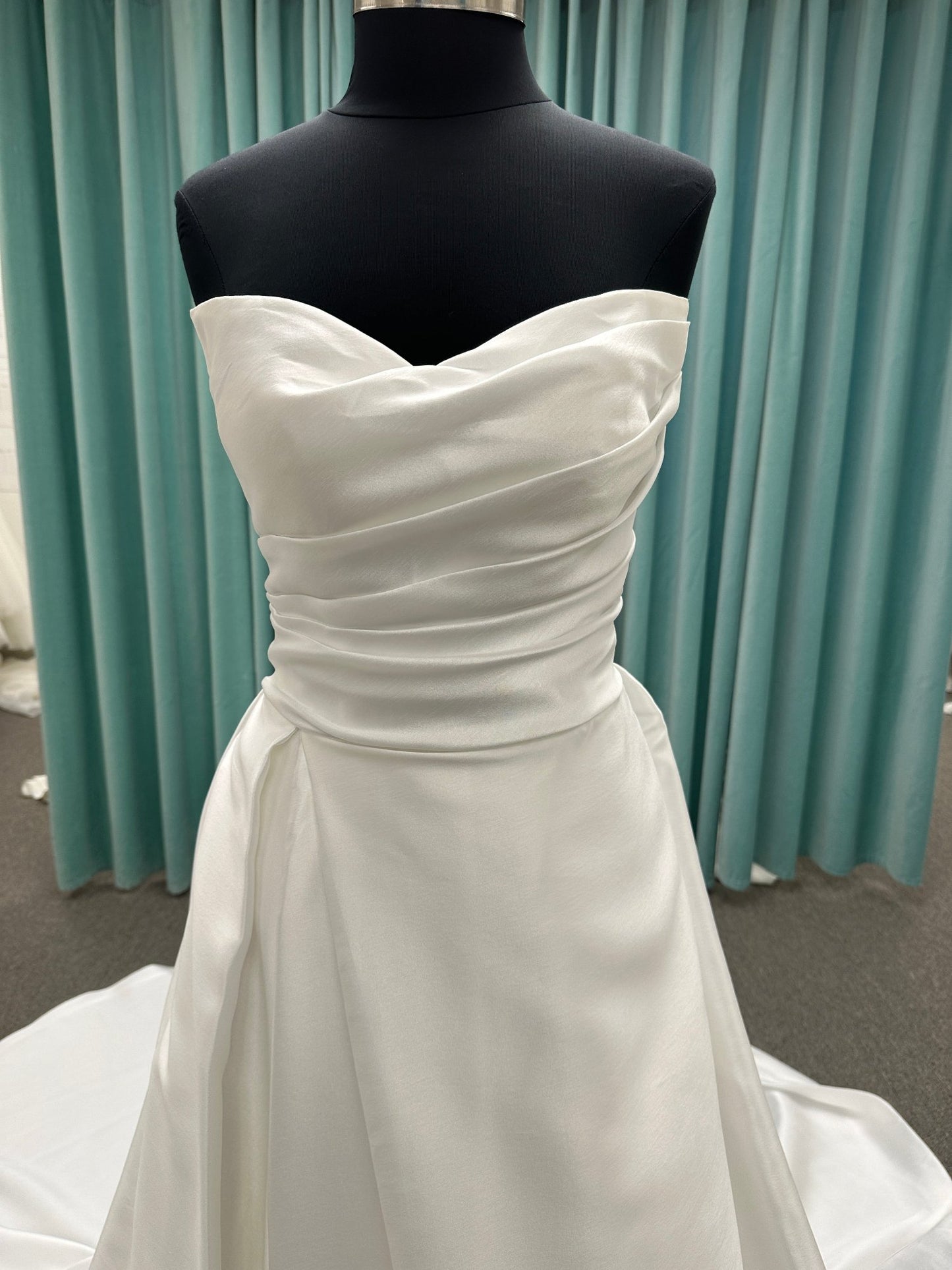 Satin ruched A-line with slit Wedding Dress