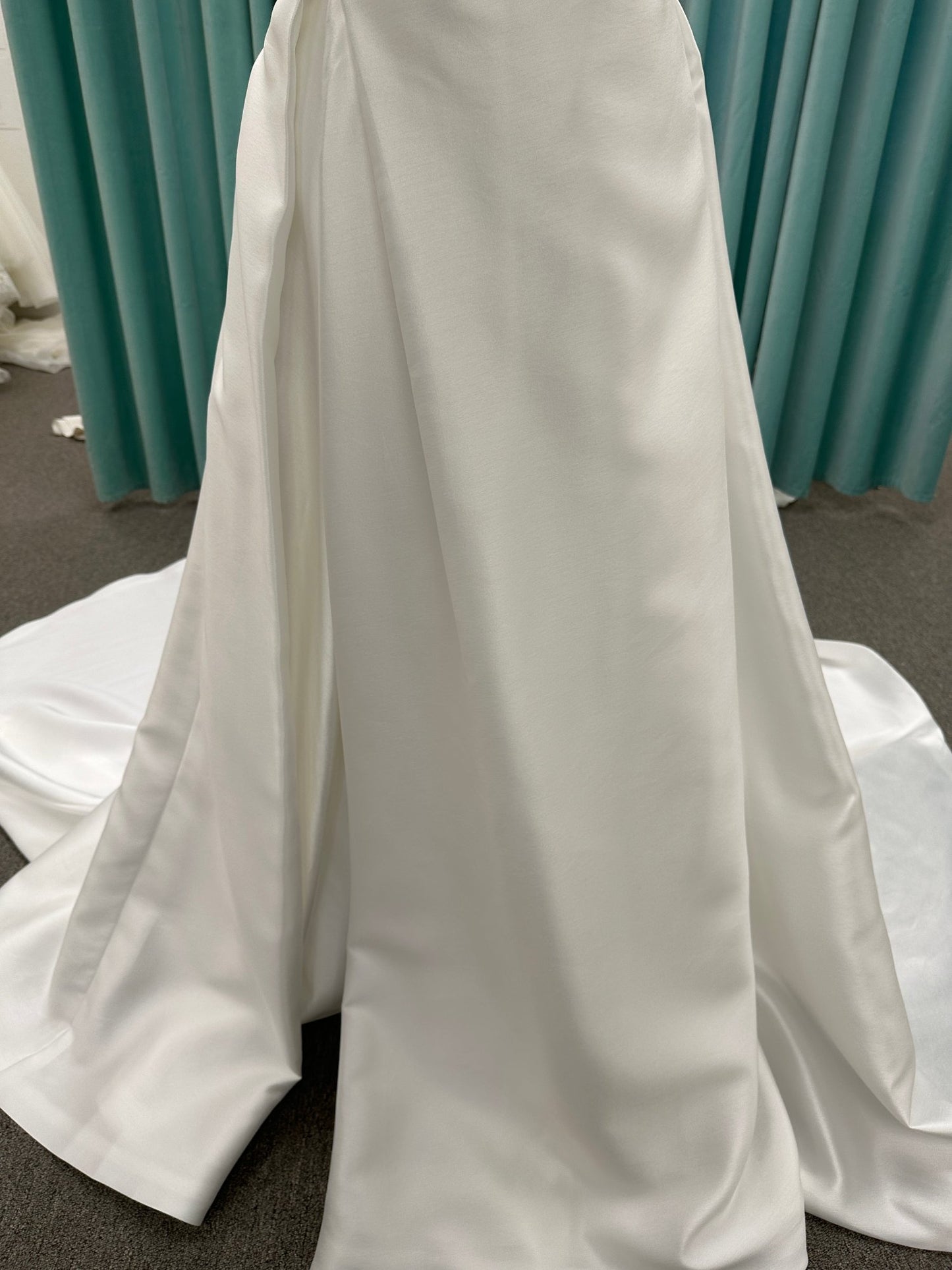 Satin ruched A-line with slit Wedding Dress