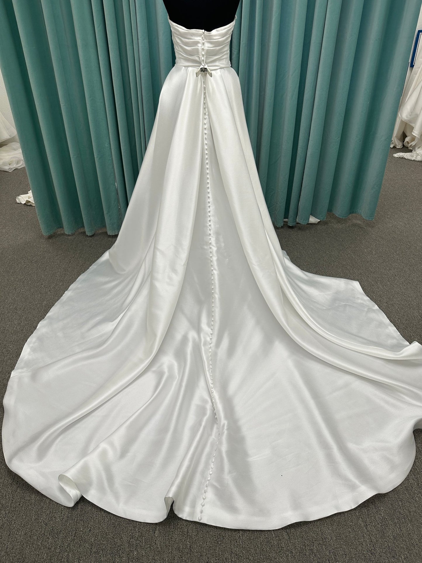 Satin ruched A-line with slit Wedding Dress