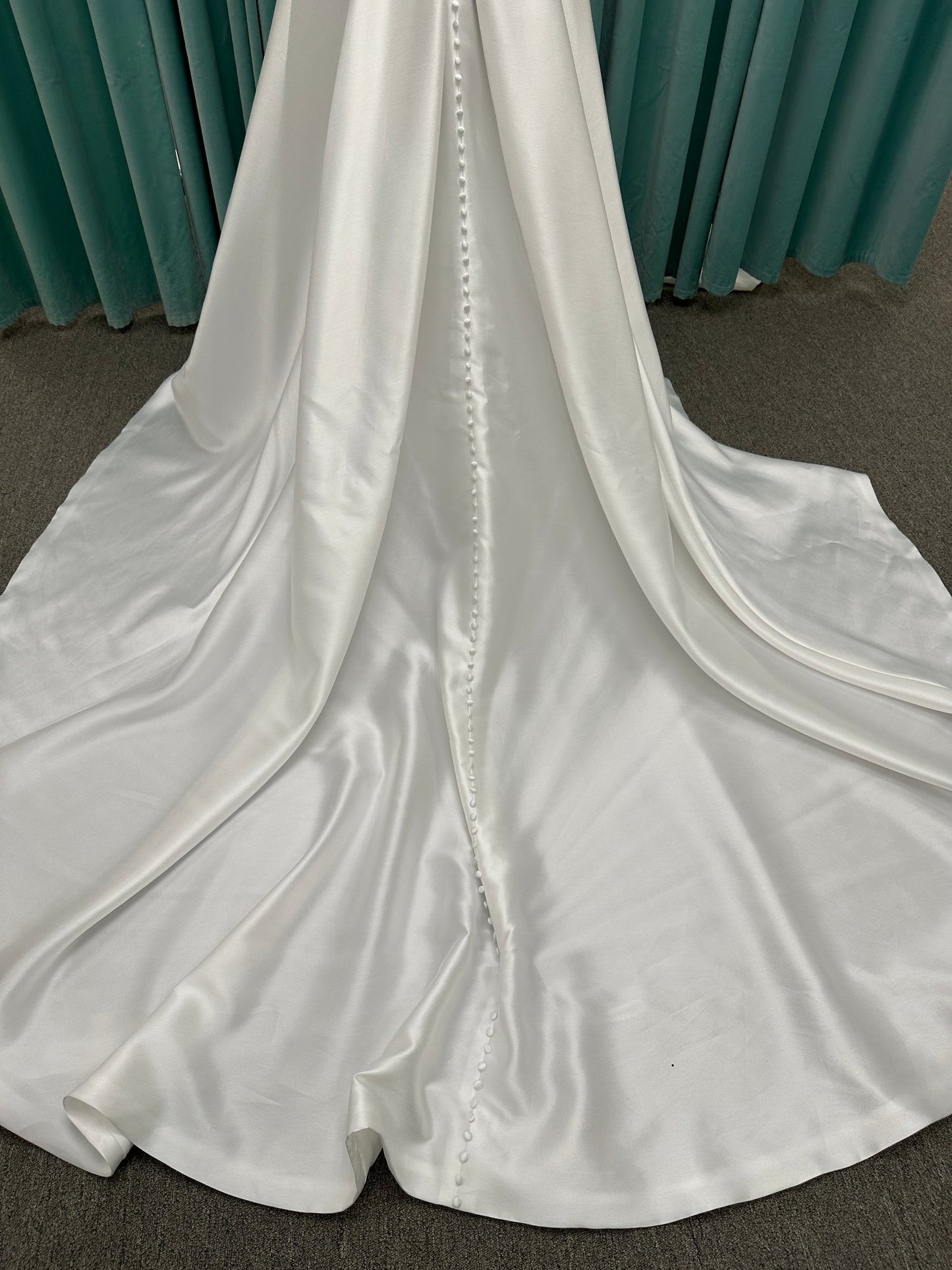 Satin ruched A-line with slit Wedding Dress