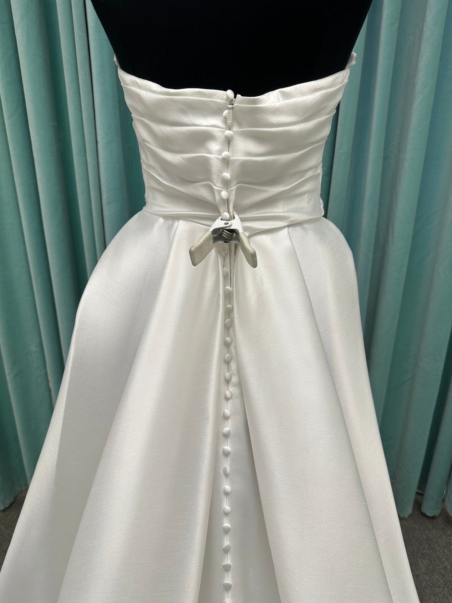 Satin ruched A-line with slit Wedding Dress