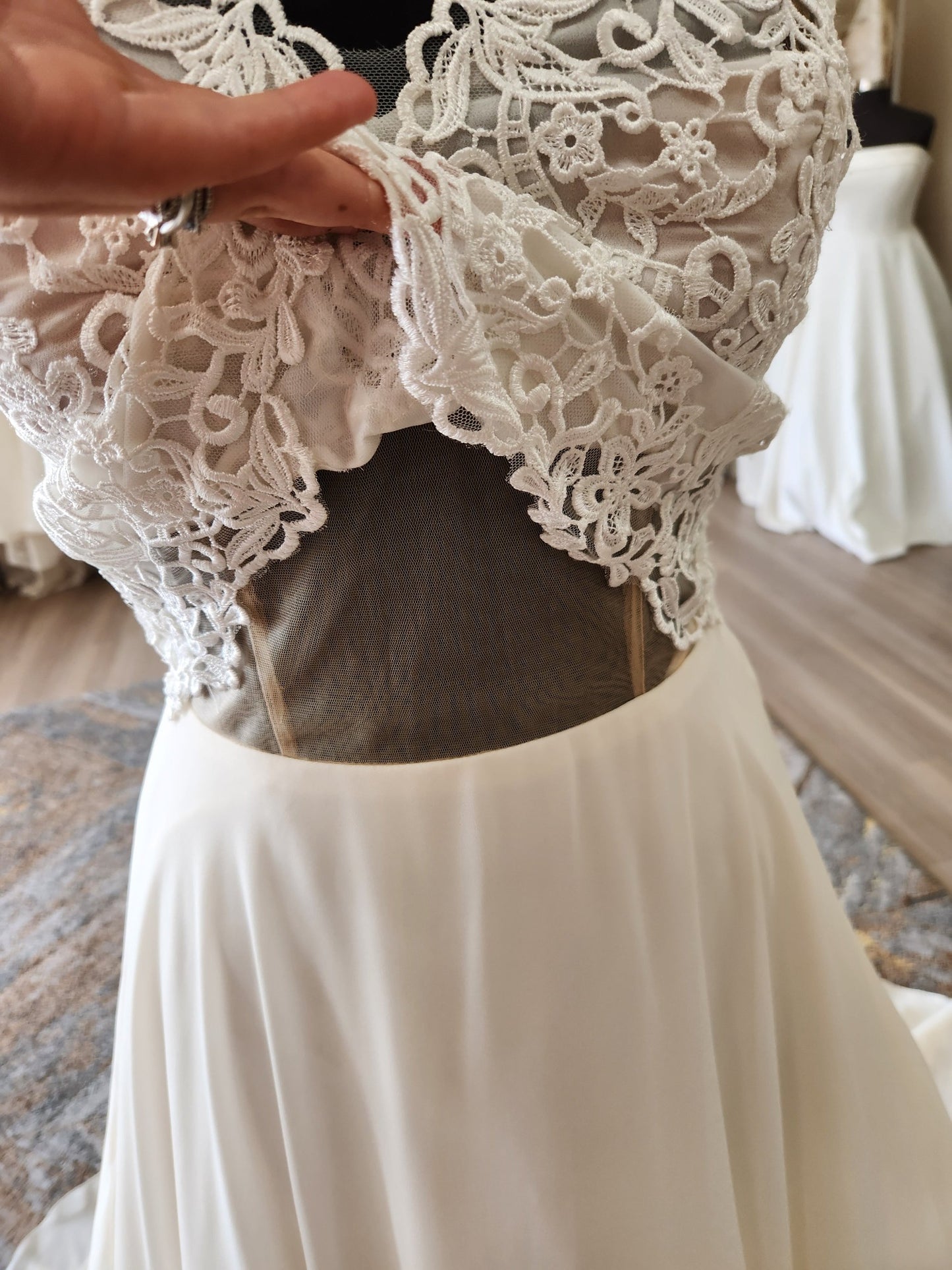 Boho Lace Cop Top Style Chiffon Skirt Wedding Dress