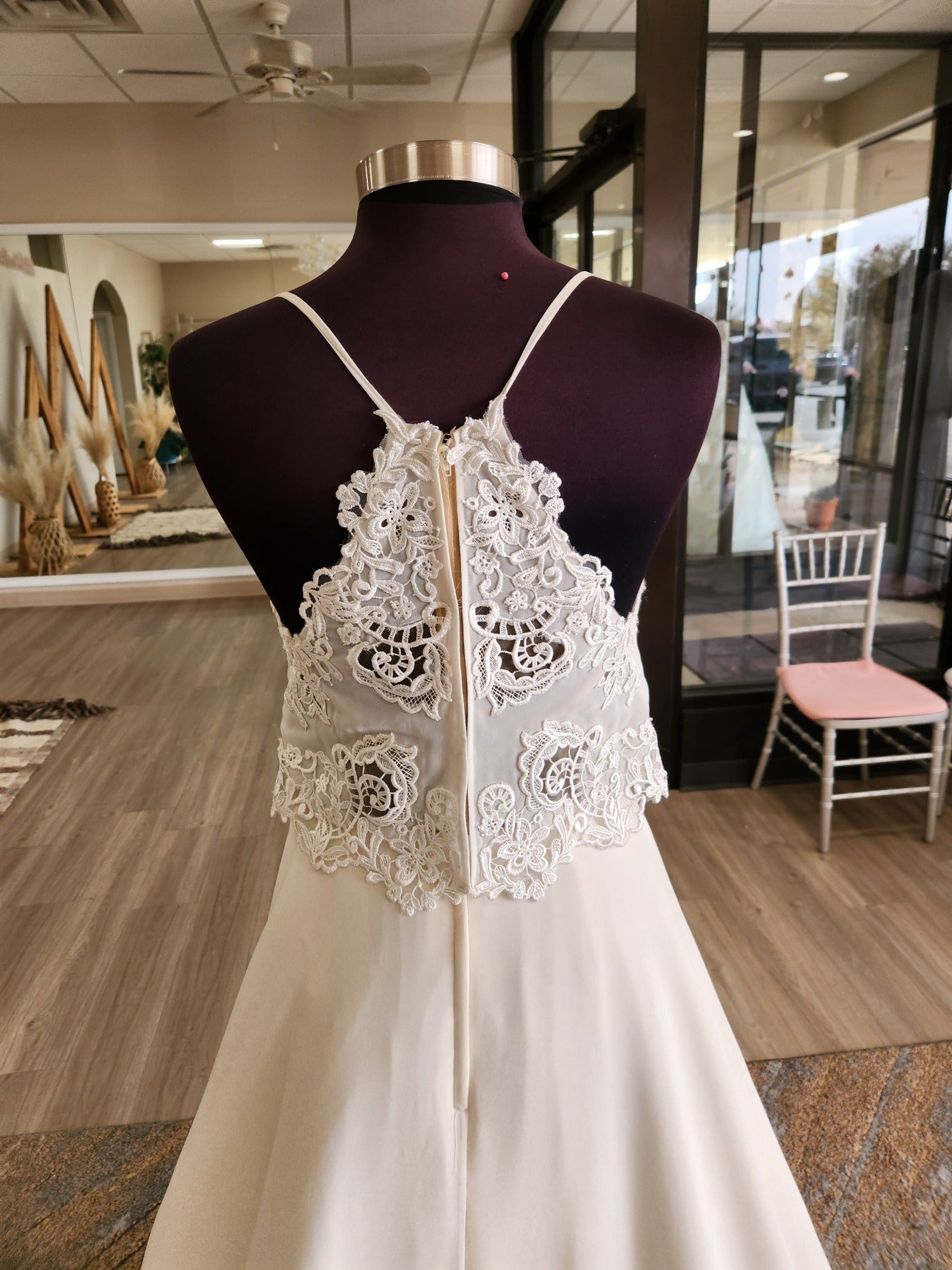 Boho Lace Cop Top Style Chiffon Skirt Wedding Dress