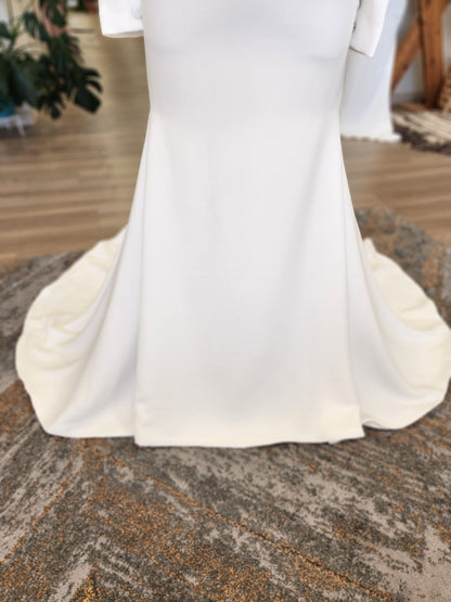 Clean and Classic High Neck Cold Shoulder Long Sleeve Wedding Dress