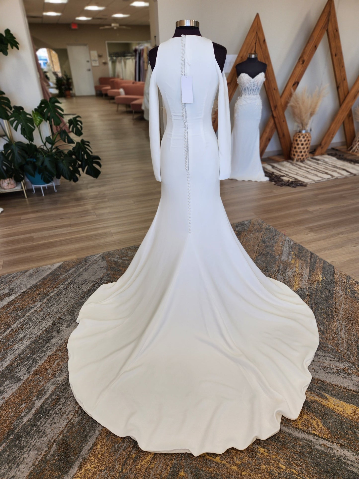 Clean and Classic High Neck Cold Shoulder Long Sleeve Wedding Dress