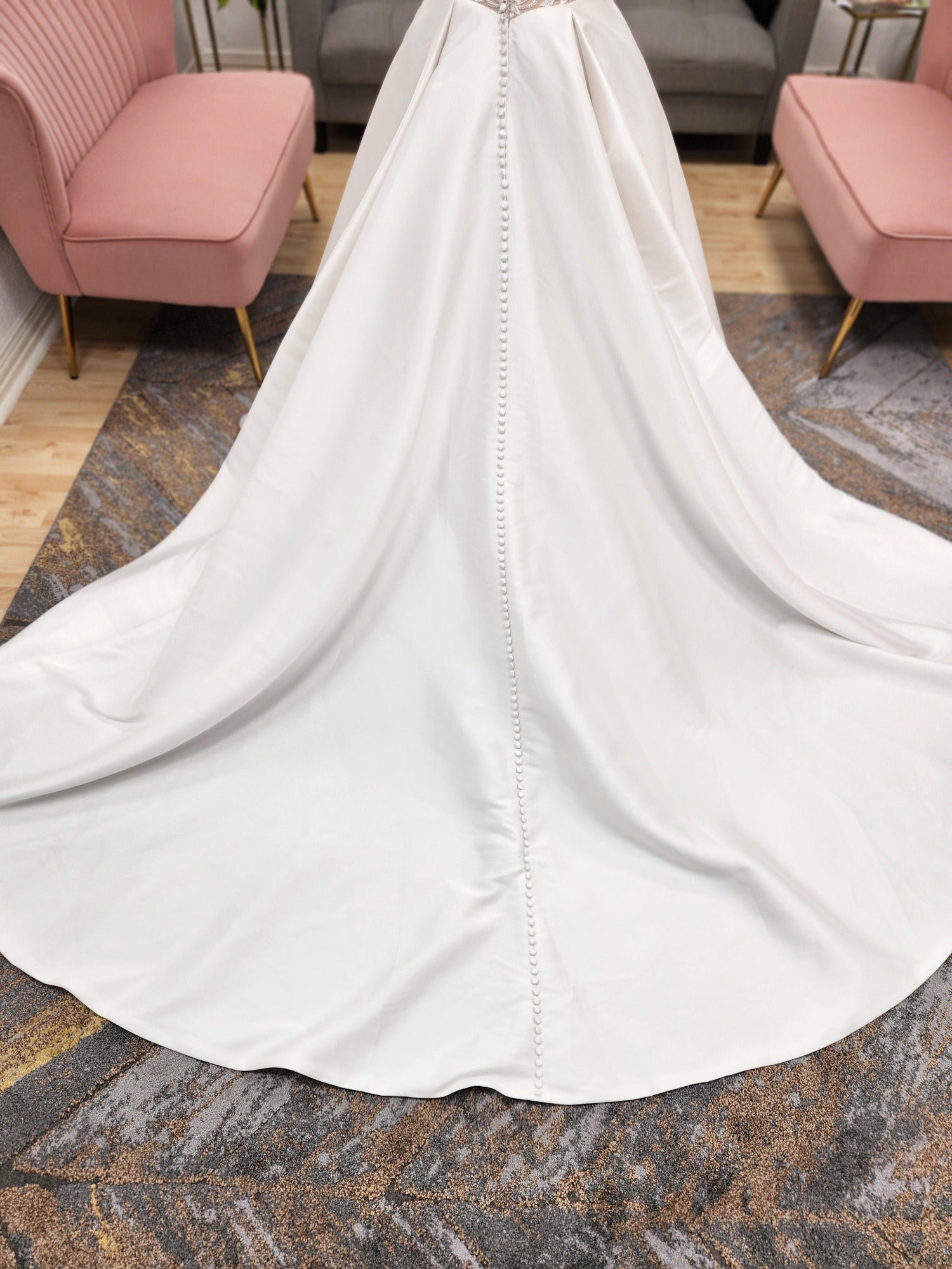 Satin beaded Off the Shoulder Ballgown Wedding Dress