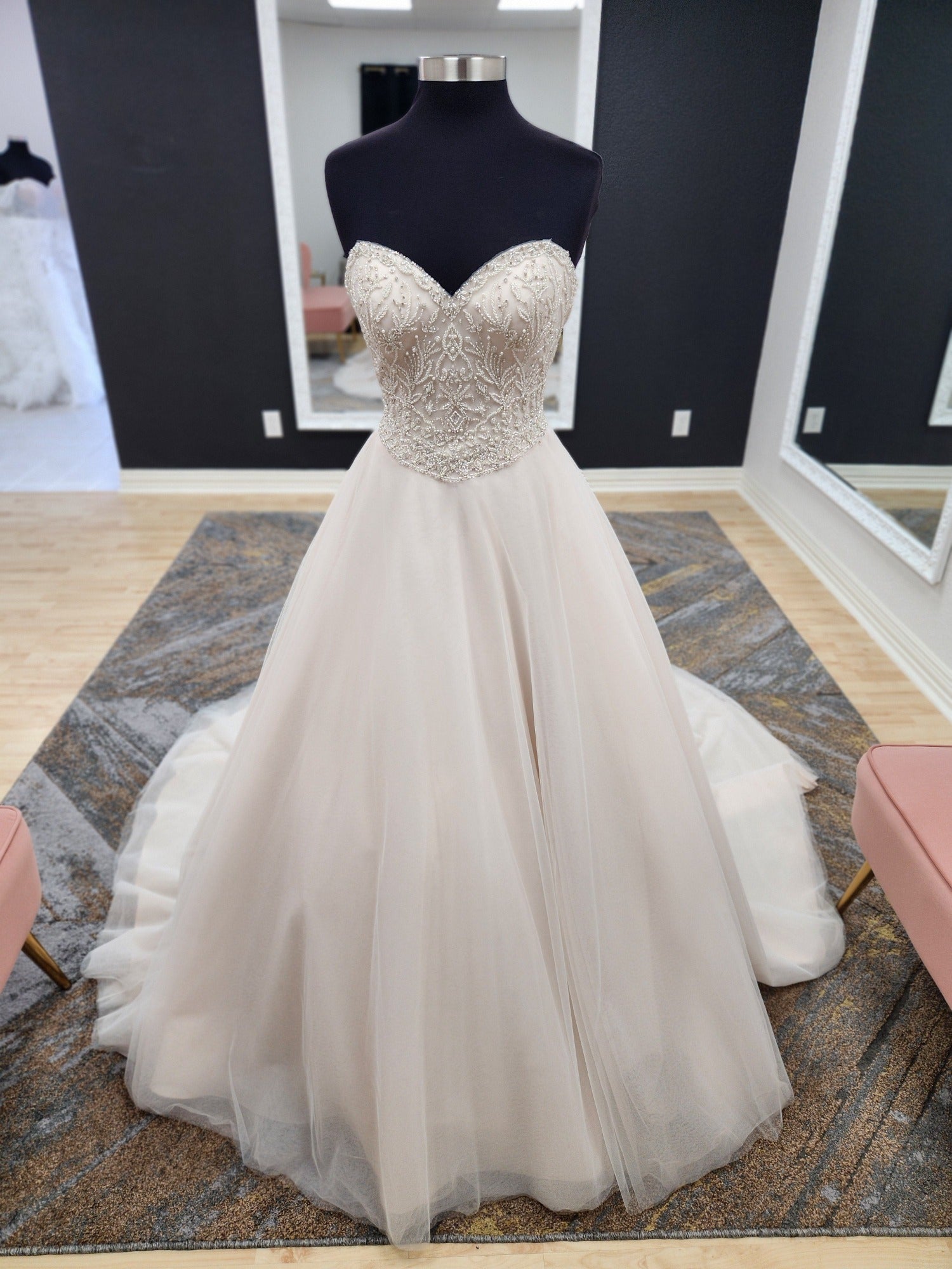 Sweetheart beaded bodice ball gown wedding dress