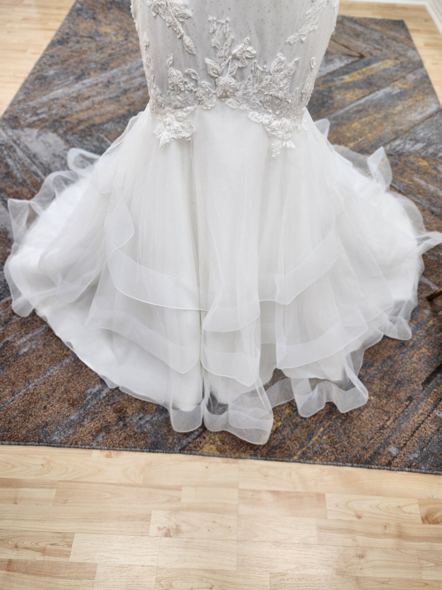 Lace and Sparkle Mermaid Wedding Dress with Ruffled Skirt