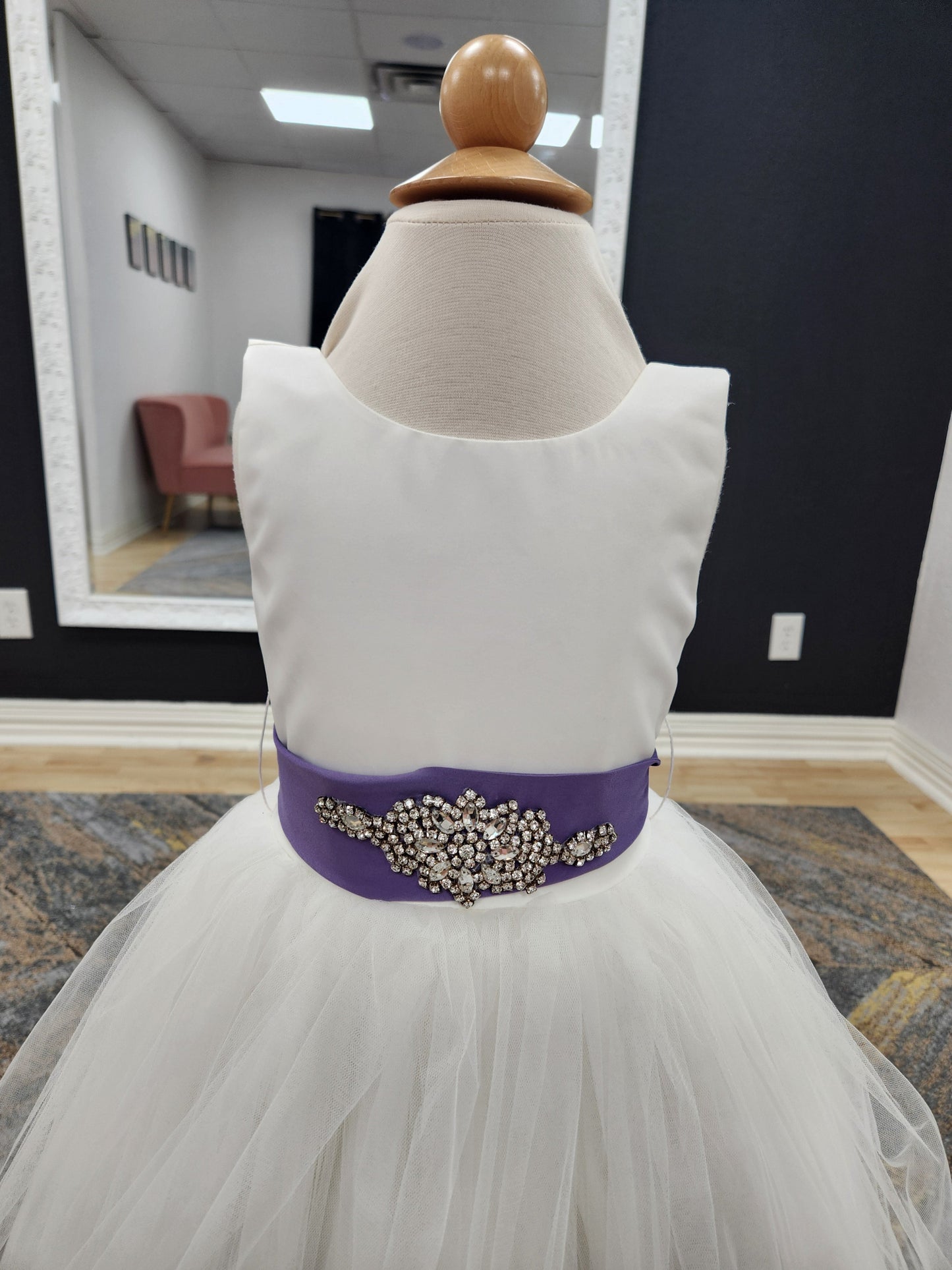Tulle Skirt Dusty Purple Belt Flowergirl Dress