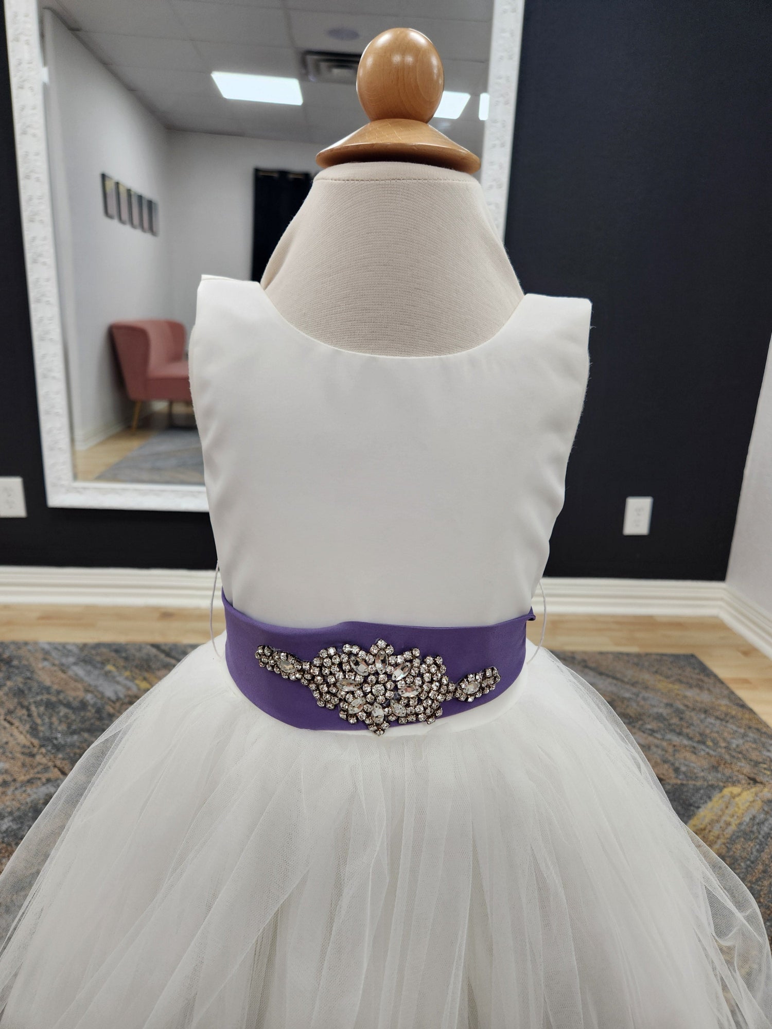 Tulle Skirt Dusty Purple Belt Flowergirl Dress