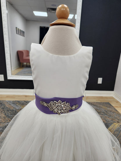 Tulle Skirt Dusty Purple Belt Flowergirl Dress