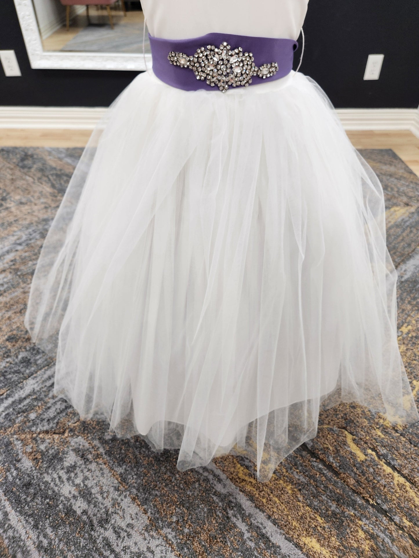 Tulle Skirt Dusty Purple Belt Flowergirl Dress