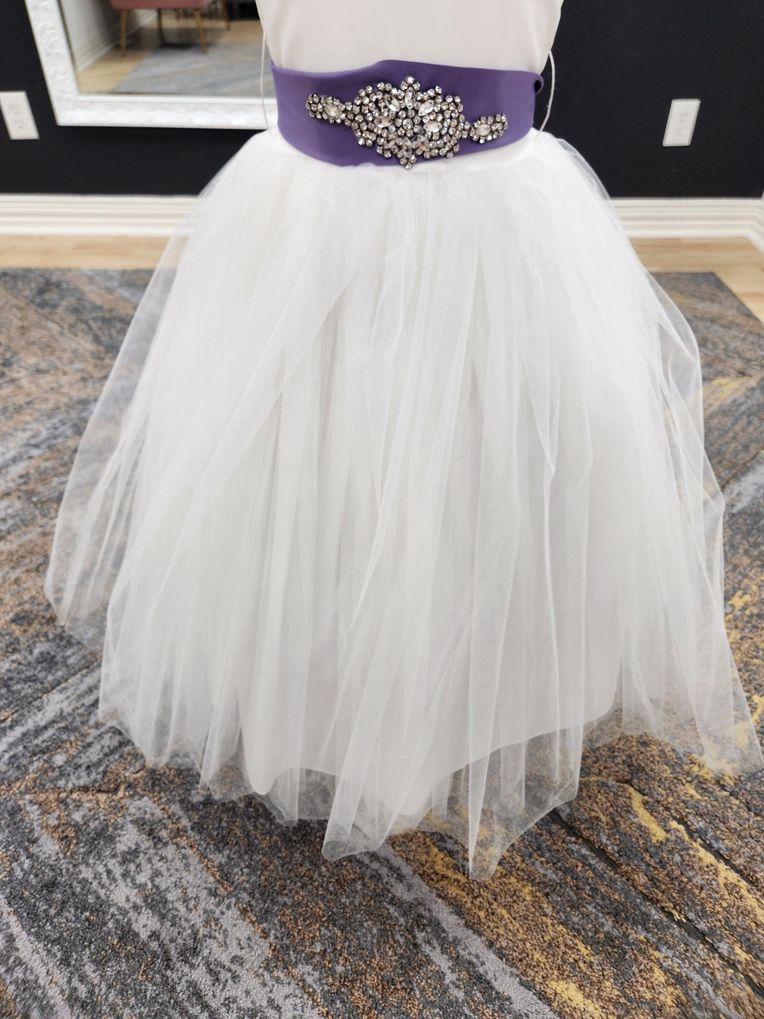 Tulle Skirt Dusty Purple Belt Flowergirl Dress
