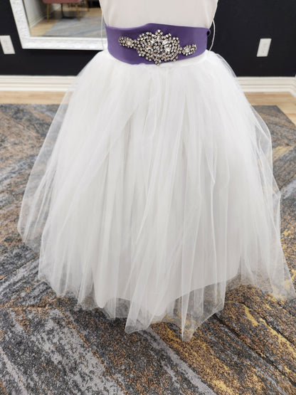 Tulle Skirt Dusty Purple Belt Flowergirl Dress