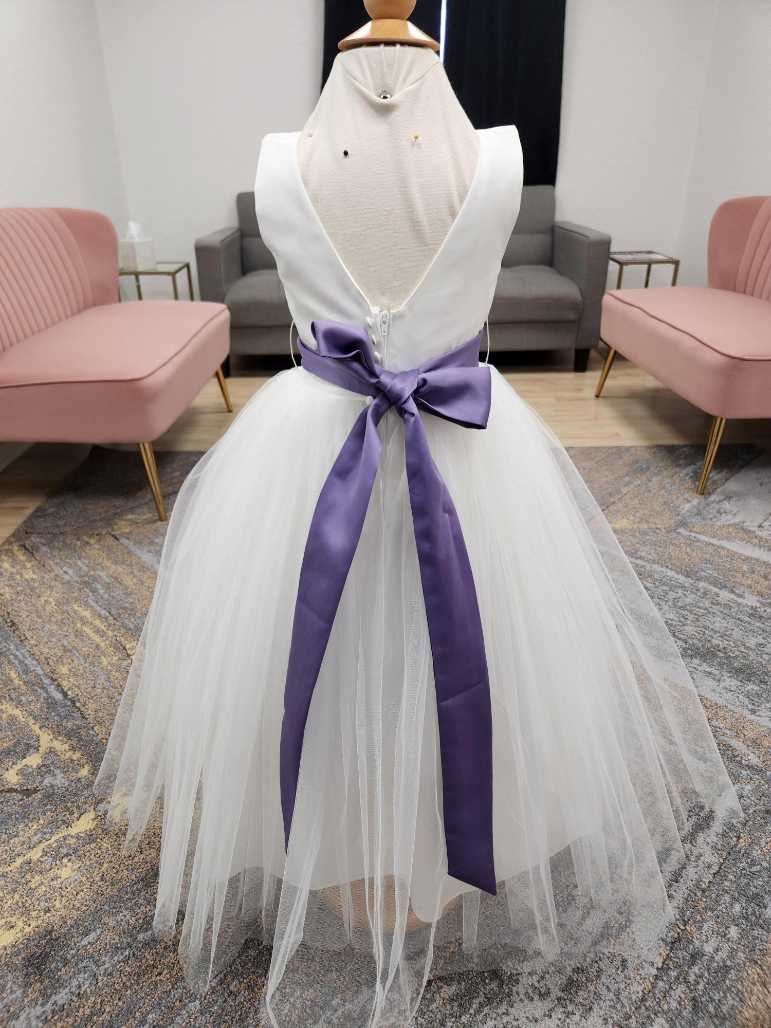 Tulle Skirt Dusty Purple Belt Flowergirl Dress