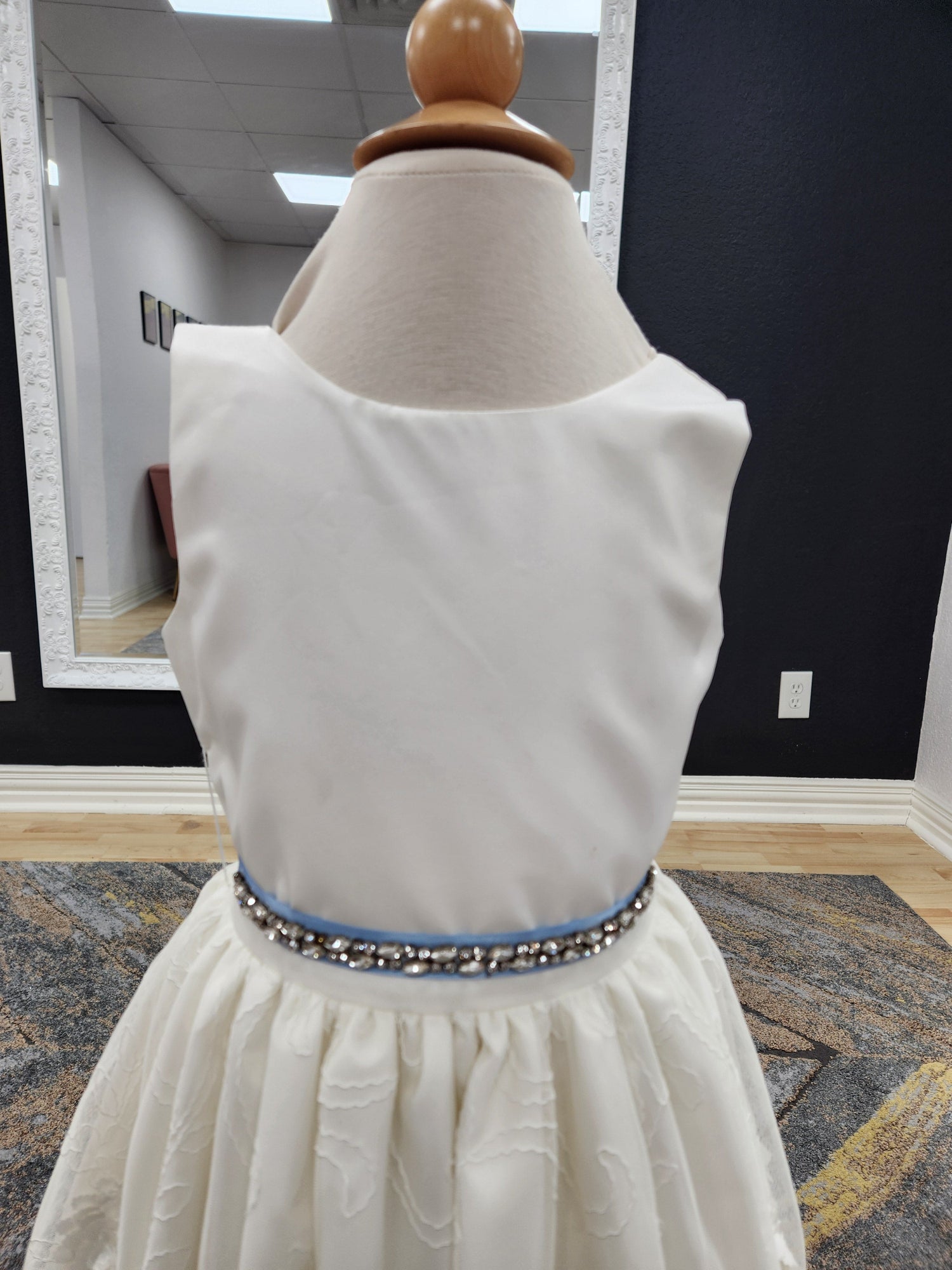 Satin Top with 3d Lace Skirt Flowergirl Dress