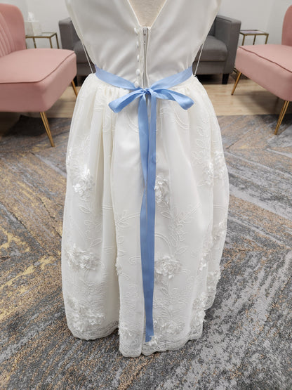 Satin Top with 3d Lace Skirt Flowergirl Dress