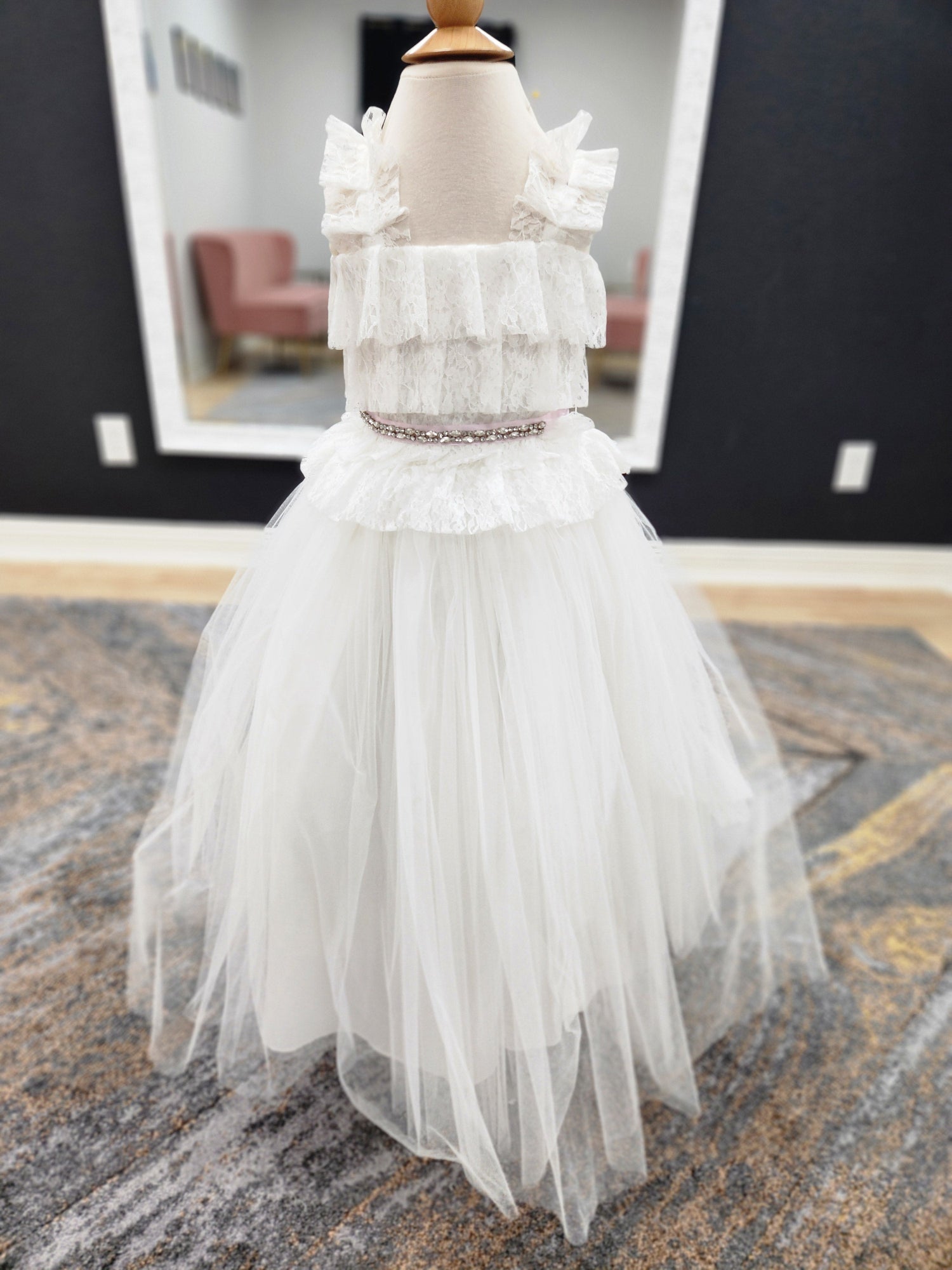 Ruffle lace top tulle skirt Flowergirl Dress