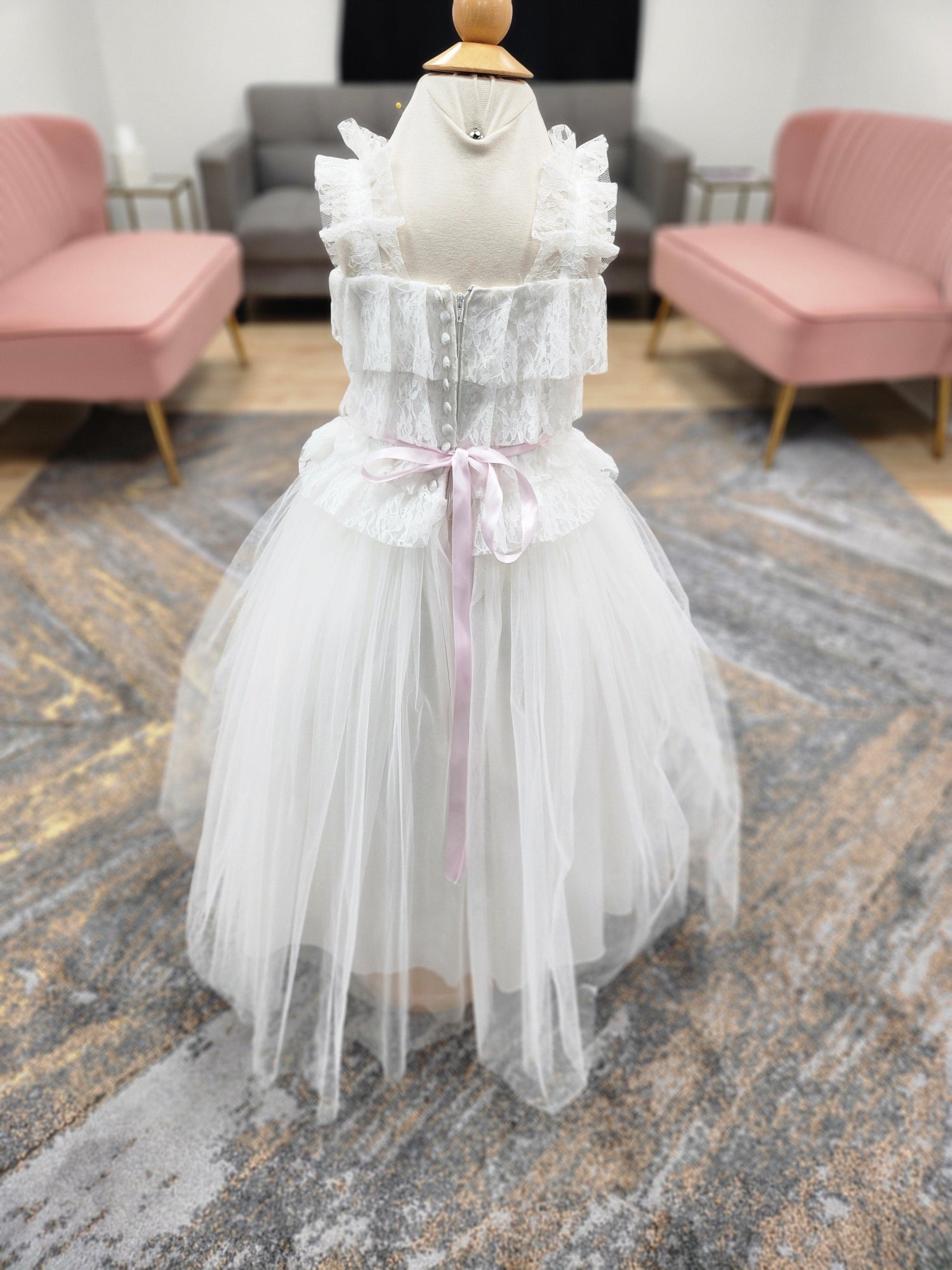 Ruffle lace top tulle skirt Flowergirl Dress