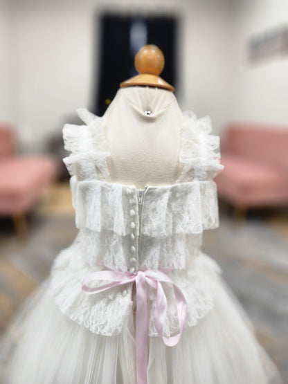 Ruffle lace top tulle skirt Flowergirl Dress