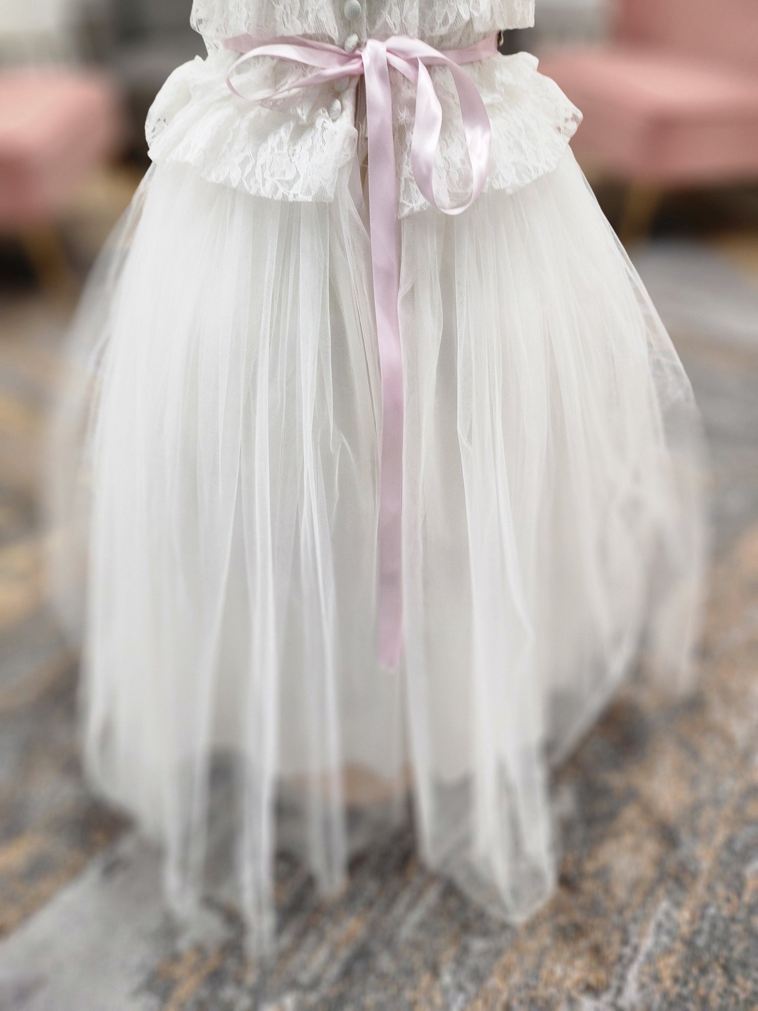 Ruffle lace top tulle skirt Flowergirl Dress