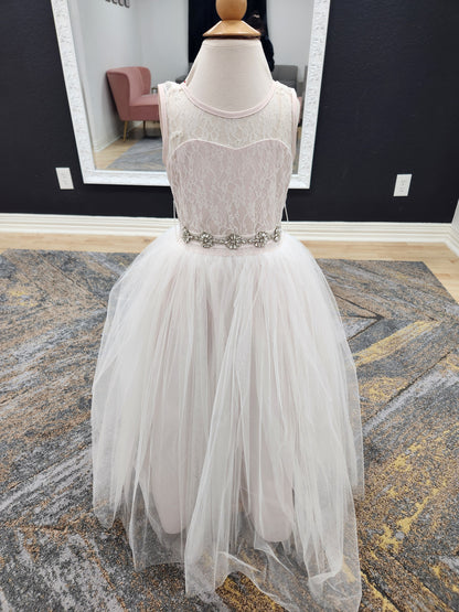 Blush Lace Top Flowergirl Dress