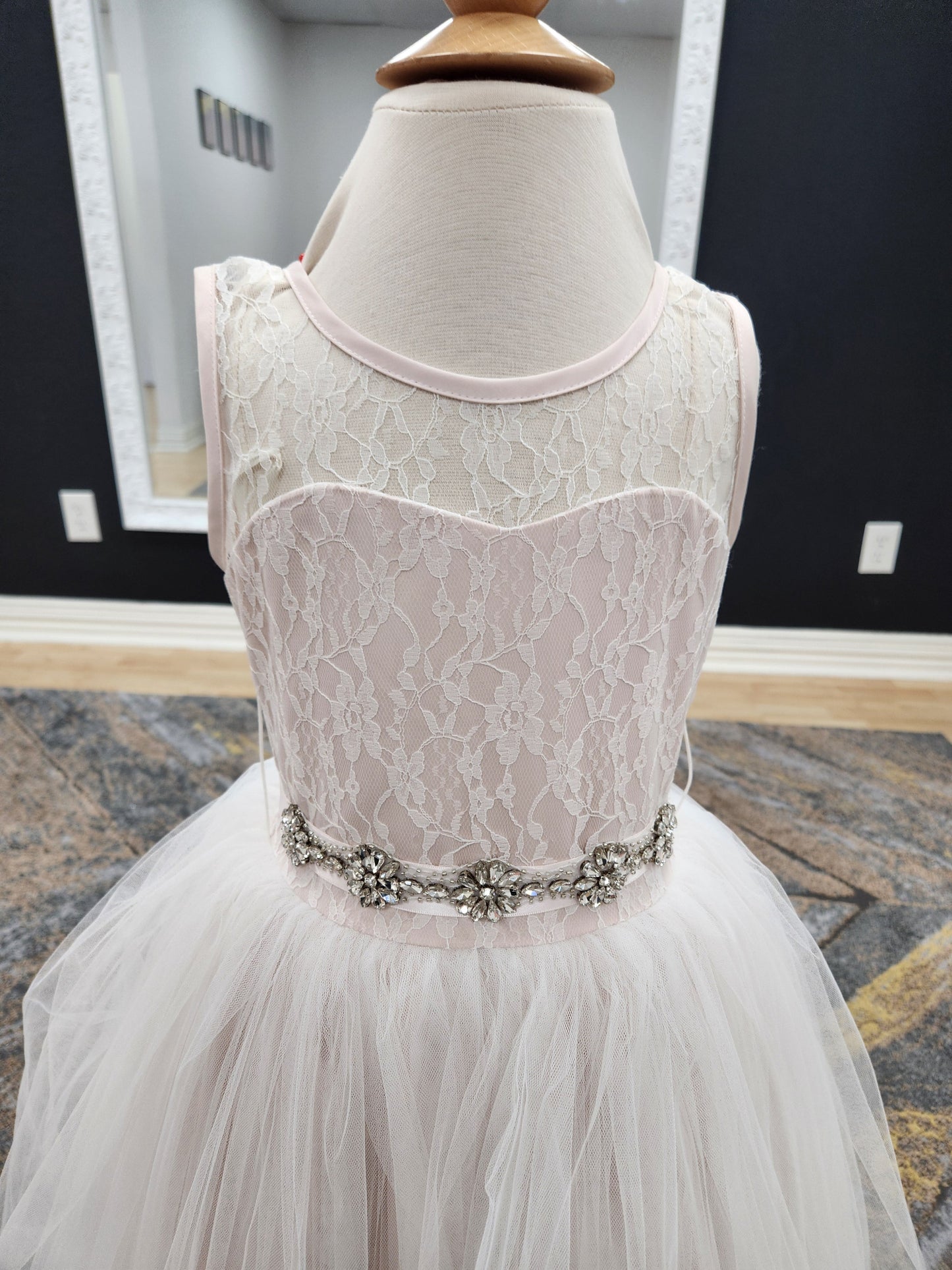 Blush Lace Top Flowergirl Dress