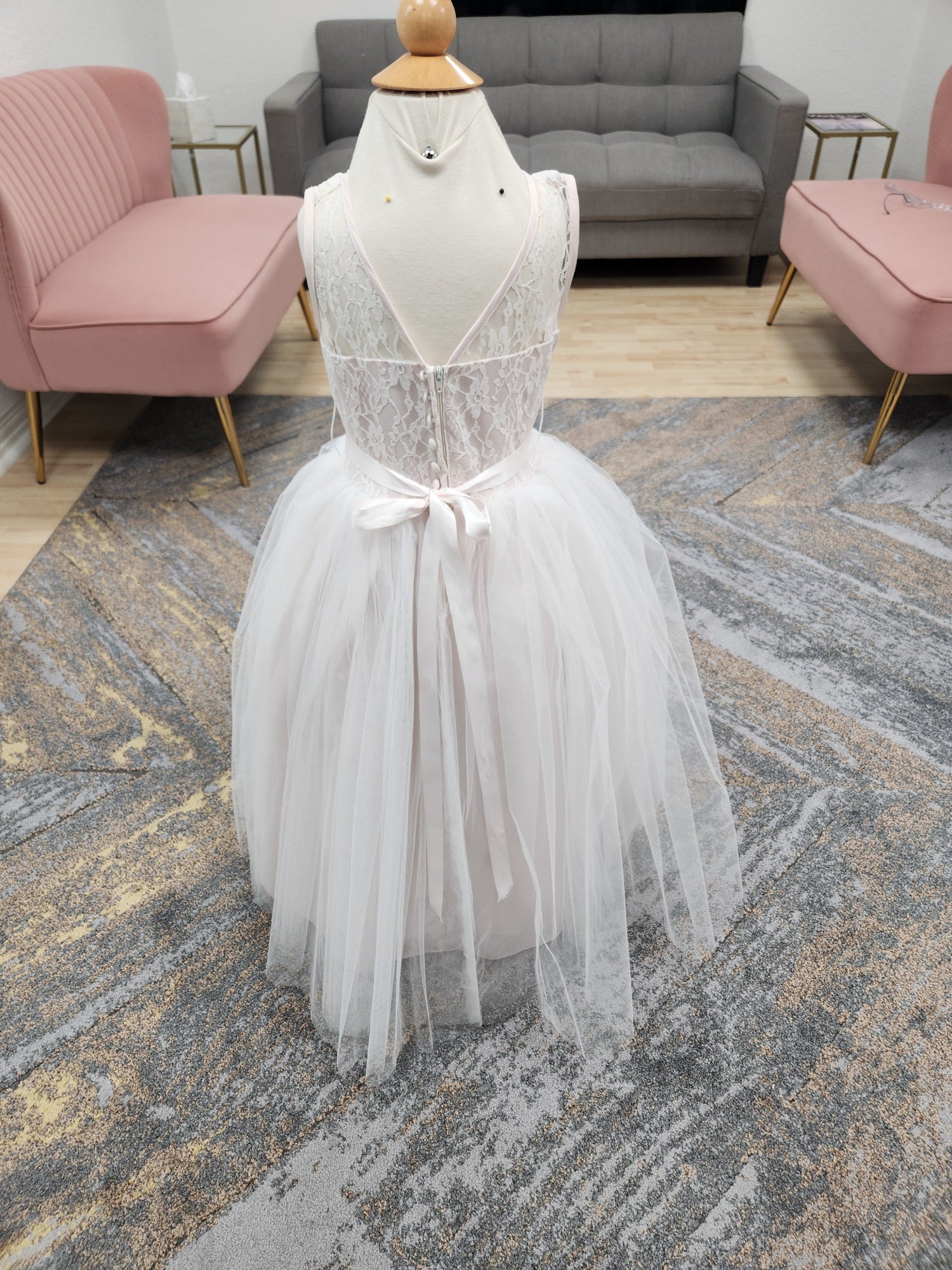 Blush Lace Top Flowergirl Dress