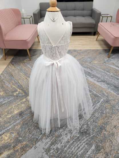 Blush Lace Top Flowergirl Dress