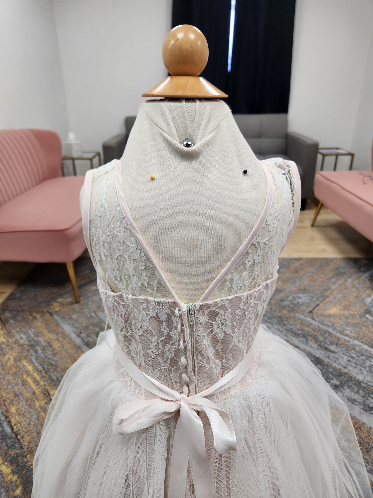 Blush Lace Top Flowergirl Dress