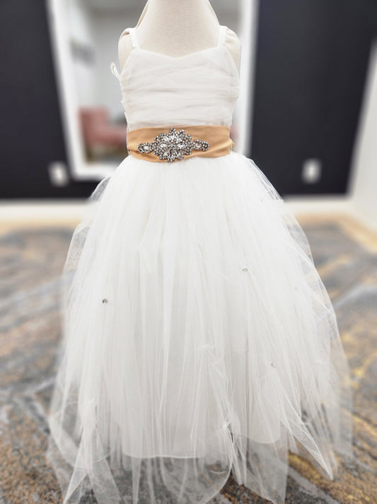 Ruched tulle bodice Flowergirl Dress